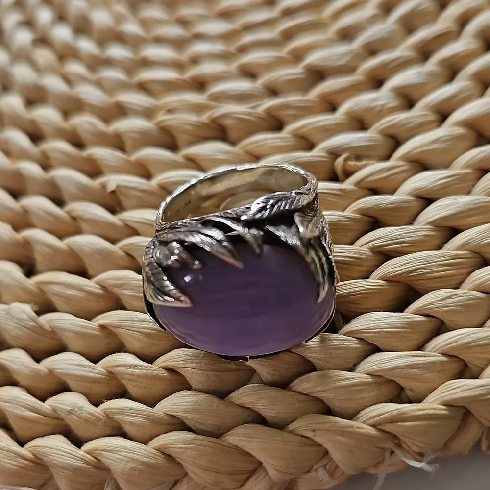 💟HP💟Lavender Jadeite Jade Silver Ring - Picture 4 of 8